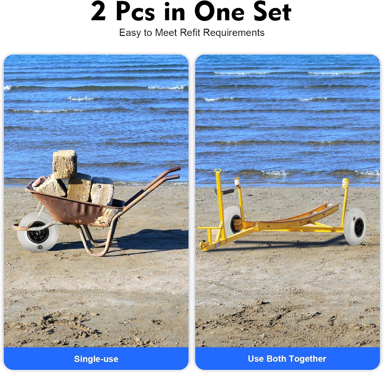 Beach Balloon Wheels 2 Pack 9  - مراجعة Fishing Kayak Cart وسعره