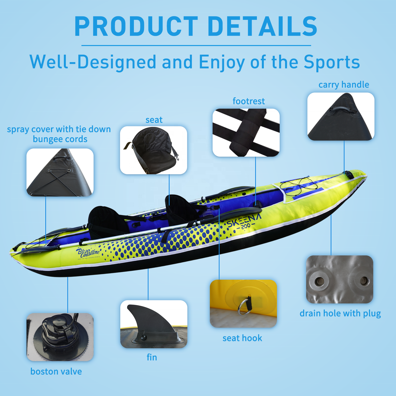 Adult Inflatable Fishing Canoe - مراجعة Fishing Kayak Paddle وسعره
