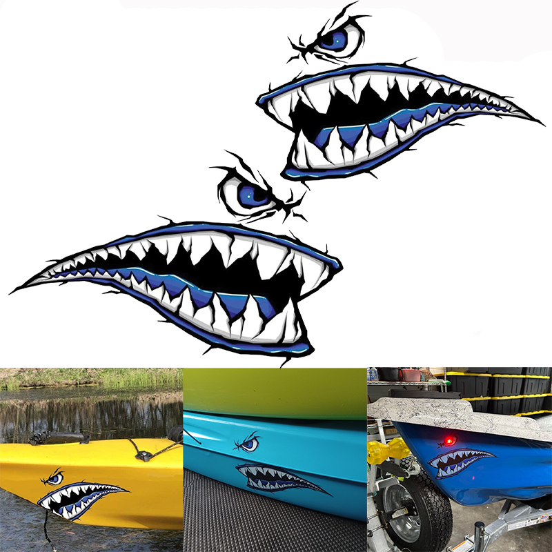 2PCS Shark Teeth Mouth Boat St - مراجعة Fishing Kayak Sit On Top وسعره